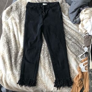 Forever 21 black fringe jeans